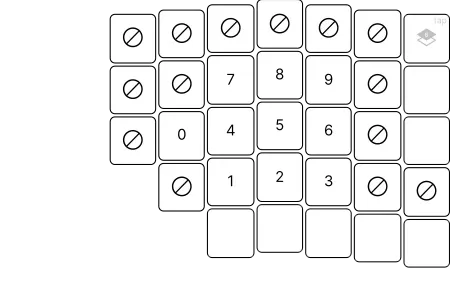 Right side on symbols layer of splitted custom Colemak Mod-DH.